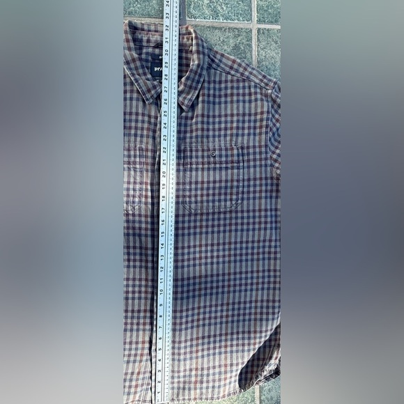 prAna XL Slim Fit Flannel Shirt Gray Purple Blue Plaid – Soft & Sustainable - Picture 6 of 6